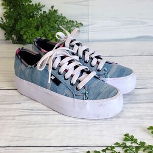 DC Manual Platform Denim Lace-Up Skate Sneakers Womens Size 7